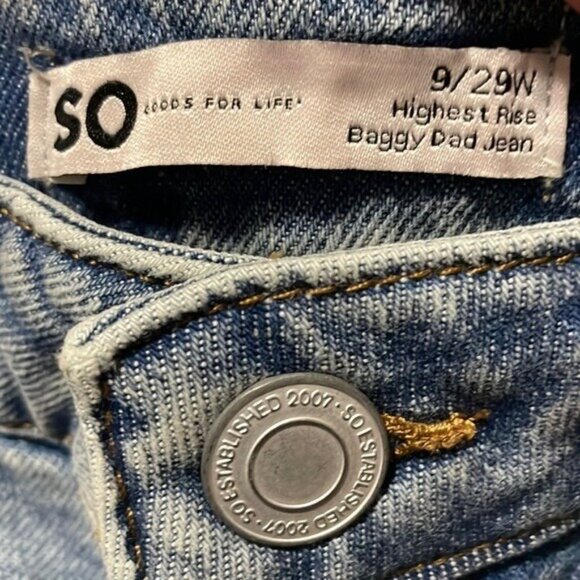 Super Highest Rise Baggy Dad Jeans Size 9/29W Acid Wash Destroyed Ripped - Picture 9 of 10